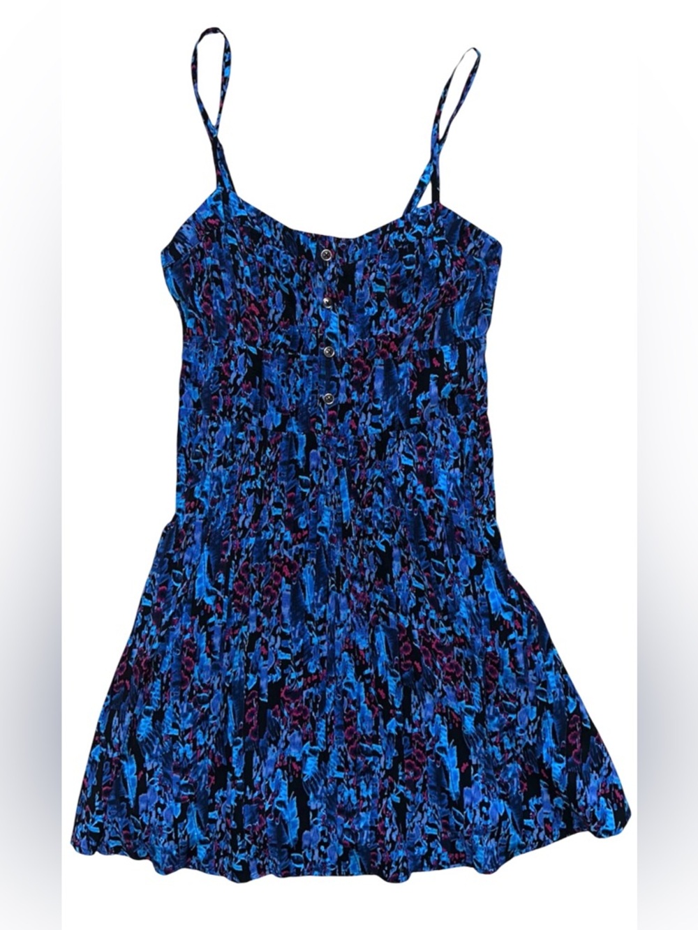 Express Blue, Black & Pink Abstract Print Dress